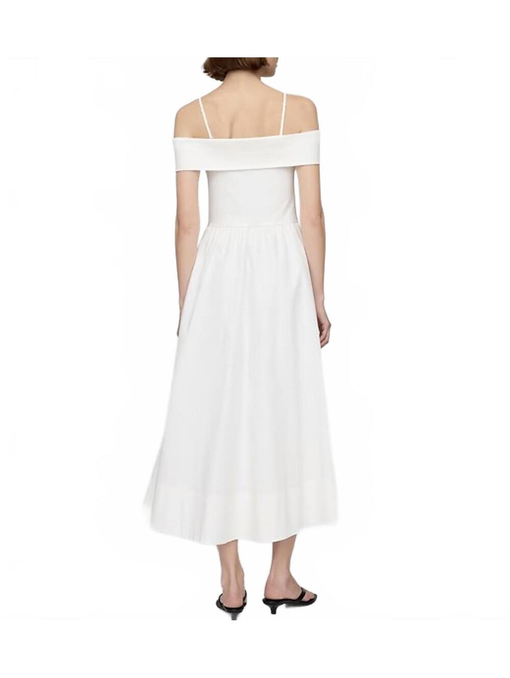 Gap Cotton Mixed Media Off-Shoulder Midi Dress New Off White NWT Small Petite - Picture 2 of 9